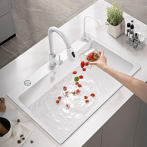 Évier de cuisine en quartz blanc compact 55x43 cm idéal pour café et bar