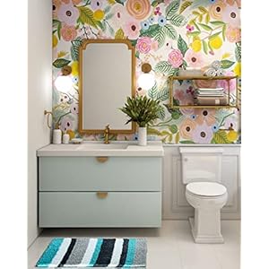 Roseate Luxury Super Soft (50x80 cm) Microfibre Striped 2000 GSM Bath Mat Super Absorbent Anti Skid Mat for Bathroom/Bedroom/Kitchen/Door Mat/Floor Mat (Peacock) Pack of 1