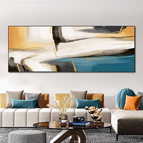 Affiches et Gravures Art Mural Toile Abstrait Encre Smudge Ligne 50x150cm Salon