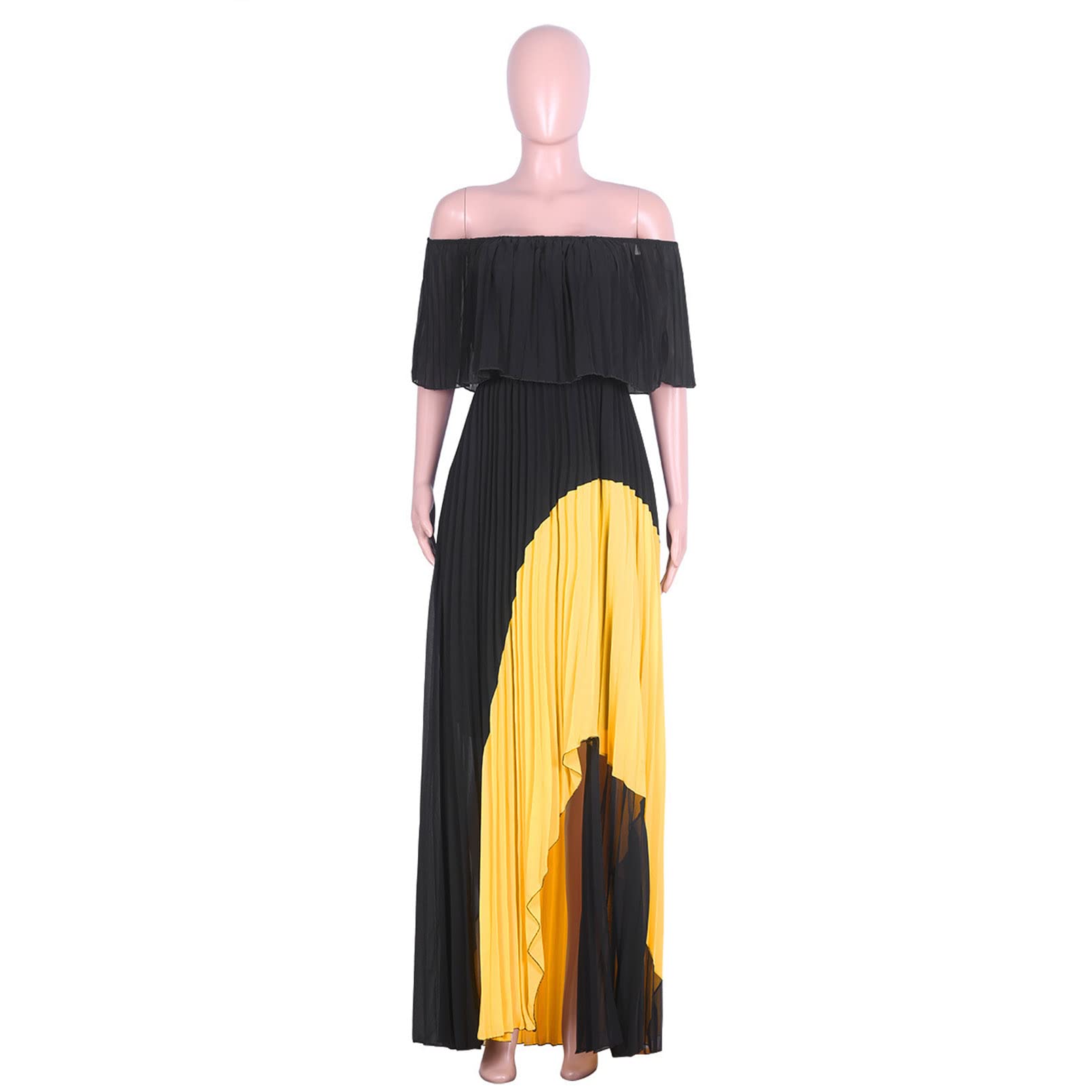 Robe plissée épaules dénudées pour femme élégante en été