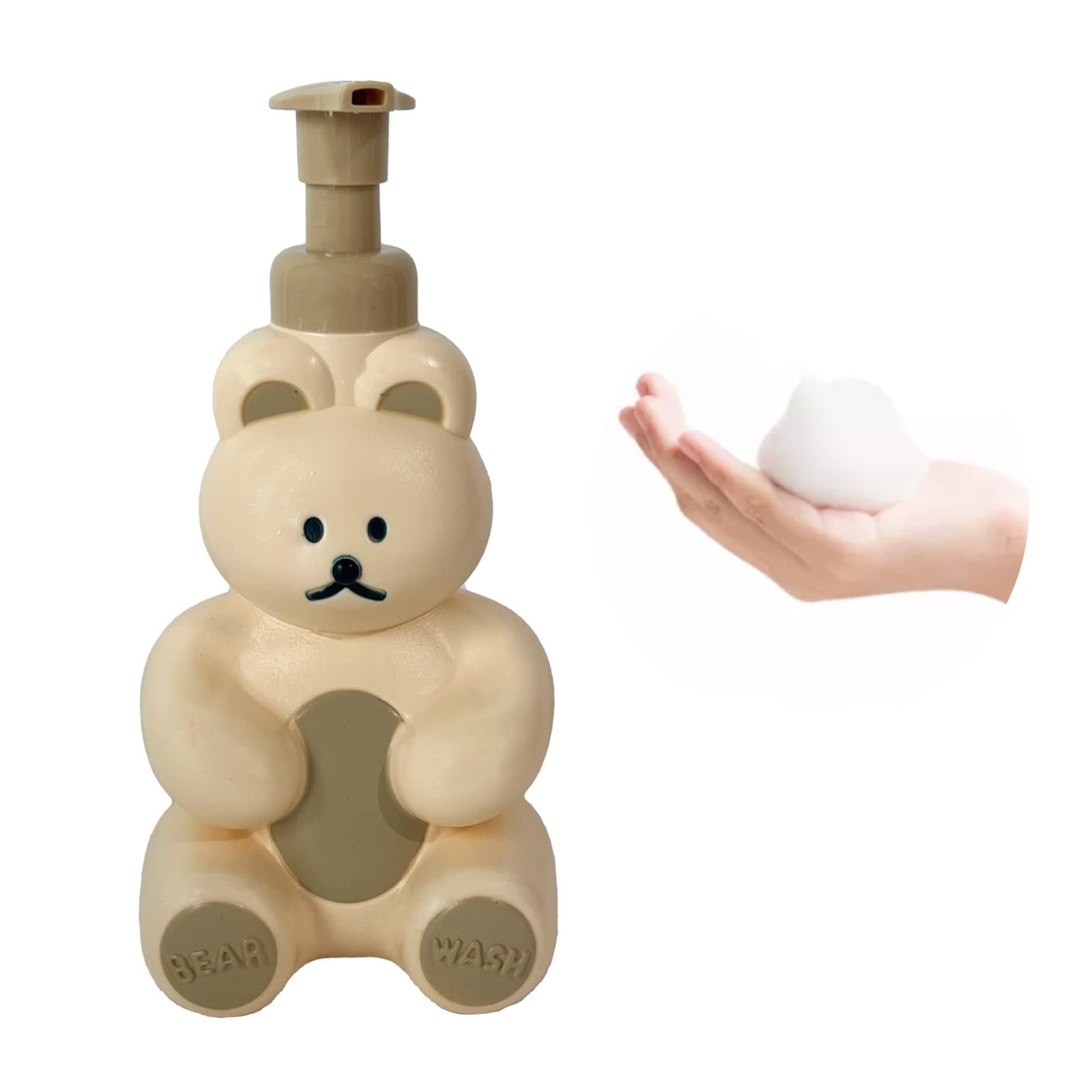 Niedlicher Seifenspender Für Kinder, Kawaii-Cartoon-Bärenförmiger Schäumender Handseifenspender, Nachfüllbarer Handseifenpumpenspender Für Waschbecken(Creme)