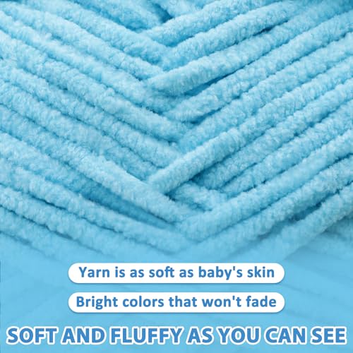 Image of 2 Pac Chenille Yarn for Crocheting - Blanket Yarn for Crocheting - Fluffy Yarn for Crochet, Baby Yarn for Crocheting Soft Blankets Weight Per Roll 50g /1.76oz, Length 60m /65yard (Light Purple)