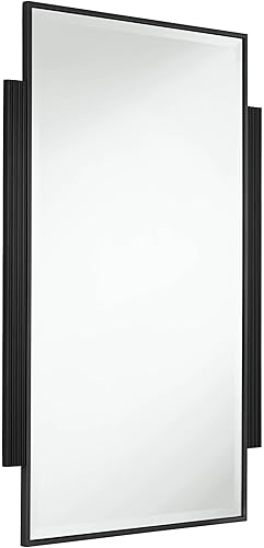 Miniatura 8 de Noble Park Gareth - Espejo de pared rectangular decorativo con borde biselado moderno, marco delgado de metal negro de 27 pulgadas de ancho para