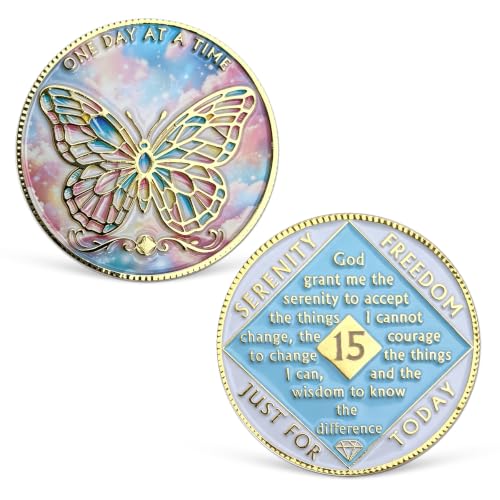 Butterfly 15 Year NA Medallion Narcotics Anonymous Recovery Chip 1-20 Year