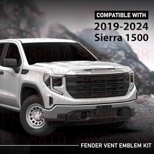 Image of Pair New 5.3L V8 Vent Emblems Kit 3D Driver Passenger Side Badge Compatible with 2019-2026 GMC Sierra GM 85160715 86532094 (5.3L V8-Black Red)