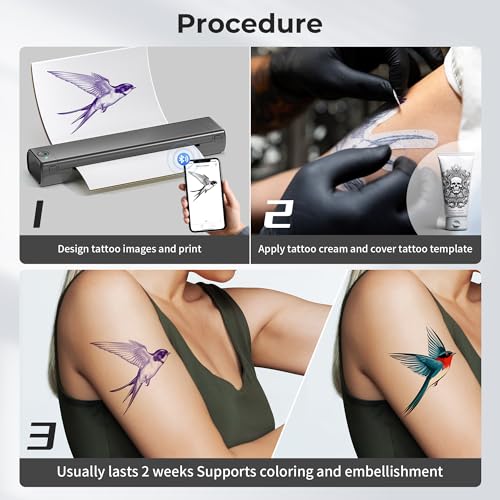 طابعة حرارية محمولة من اتاري M08F-A4 تعمل بالبلوتوث - مدمجة بدون حبر للجوال واللابتوب طابعات لاسلكية للسفر الاستخدام المنزلي المركبات المكتب المدرسة 21 سم × 30 أحادي اللون