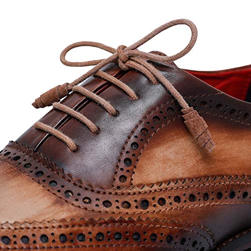 Lethato Wingtip Brogue Oxford Handcrafted Men's Genuine Leather Lace up Dress Shoes- Brown - Thumbnail 4