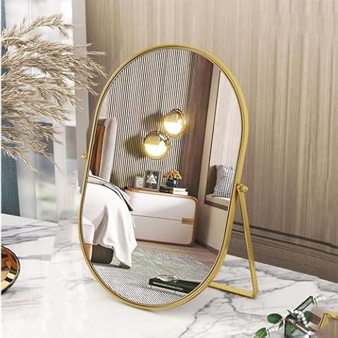 Numjeg Oval Makeup Mirror with Adjustable Stand Cover