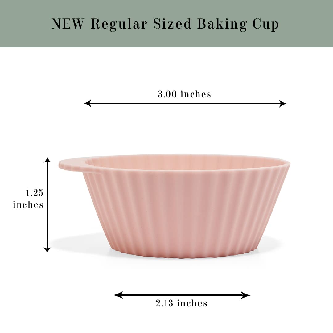 The Silicone Kitchen Wiederverwendbare Silikon-Backförmchen, Silikon-Muffin-Einlagen für Cupcakes, BPA-frei (24 Stück, regulär, rosa, grau, blau)