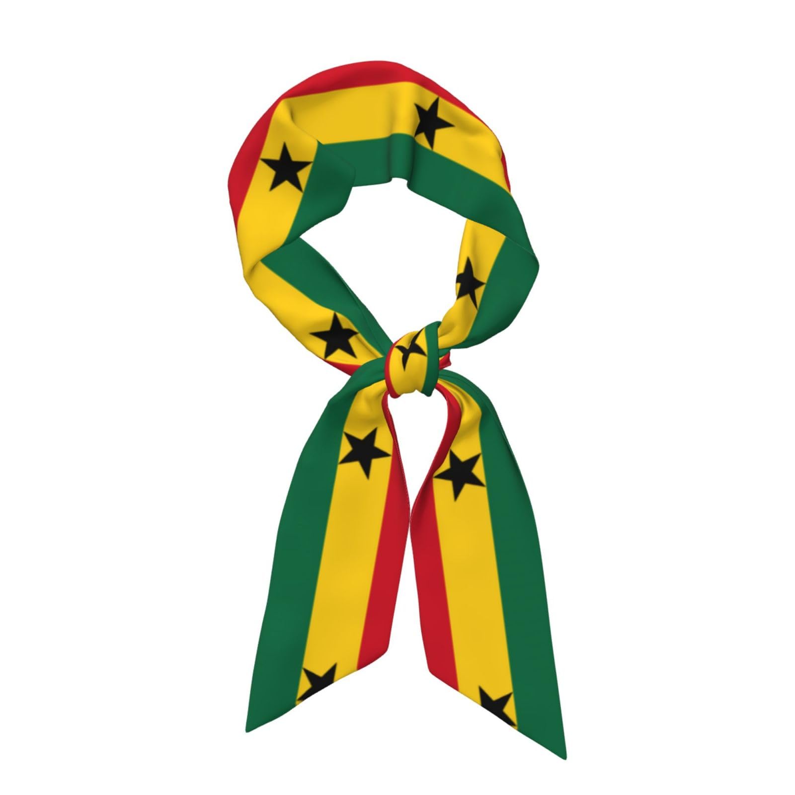 Erwqavc Flag of Ghana Print Hair Scarf, Women's Long Skinny Scarves,Satin Hair Wraps Headbands, for Bags Purse Accessories