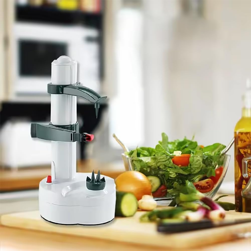 Pelapatate Elettrico, Pelapatate Automatico, Pelapatate Automatico con Resistente Acciaio Inossidabile 1 Adattatore 2 Lame Extra, Facile Da Usare Ed Ecologico, per Frutta Verdura Patate Mango