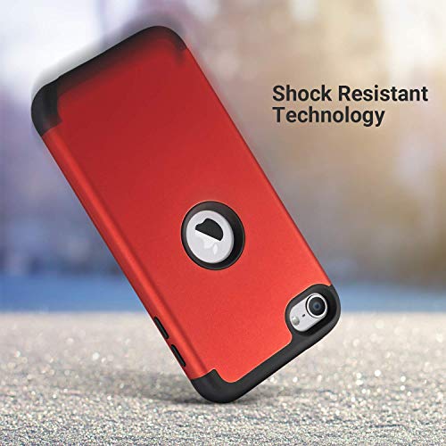 Ulak Ipod Touch 7 Case, Ipod Touch 6 Case, Heavy Duty High Impact Shockproof Dual Layer Protective Case For Apple Ipod Touch 7Th/6Th/5Th Generation (Red+Black) #TOP2