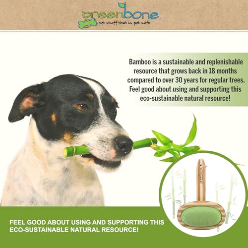 Image of Greenbone Pet Spa Slicker Brush - All-Natural Bamboo Pet Grooming Tool - Entirely Made from Sustainable Bamboo for Dogs & Cats.