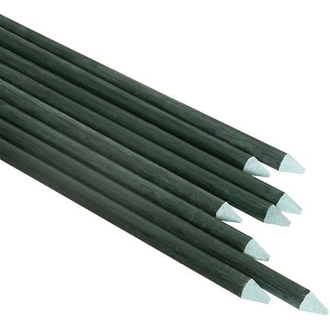EcoStake vigoro Stakes Metal Garden Stakes Plant Stakes Plastic Garden Stakes 3/8Inx5Ft Fence Stakes 20pack Dark Green Cover