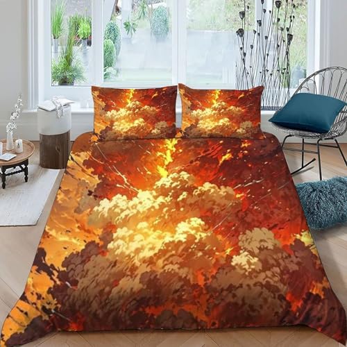 Housse de couette super king microfibre rouge avec 2 taies d'oreiller 3D