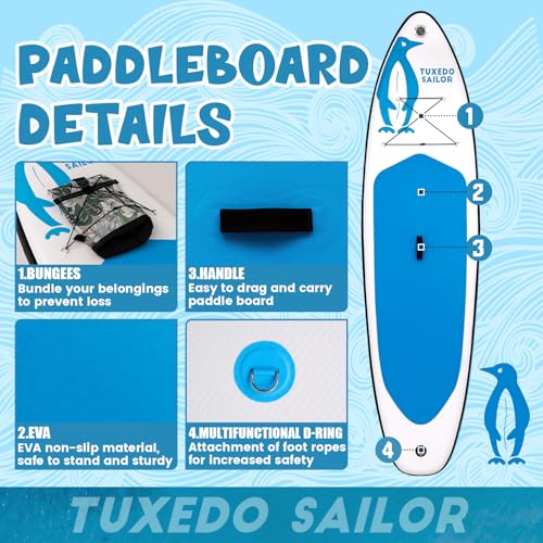 Miniatura 2 de Tuxedo Sailor Tabla Paddle Surf Hinchable 320cm Stand Up Paddle Board Inflatable Con Accesorios Sup, Tabla Padel Surf Hinchable Para Adultos 2 Personas Dark Blue