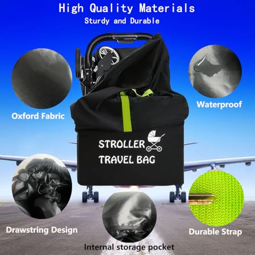 lelewangluo Transporttasche Kinderwagen, Robuste Gate Check Reisetasche Wasserdicht Kinderwagen Abdeckung Schutzhülle Stroller Bag Flugzeug Buggy Tasche mit Schultergurt