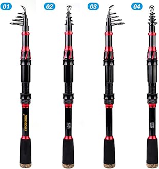 Fishing Rod and Reel Combo, 6.9ft Carbon Fiber Telescopic Fishing Pole with Spinning/Baitcasting Reel Combos, Sea Saltwater Freshwater Ice Bass Fishing Tackle Set Fishing Rods Kit
