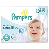 Pampers Swaddlers Sensitive Disposable Diapers Size 4, 62 Count, SUPER