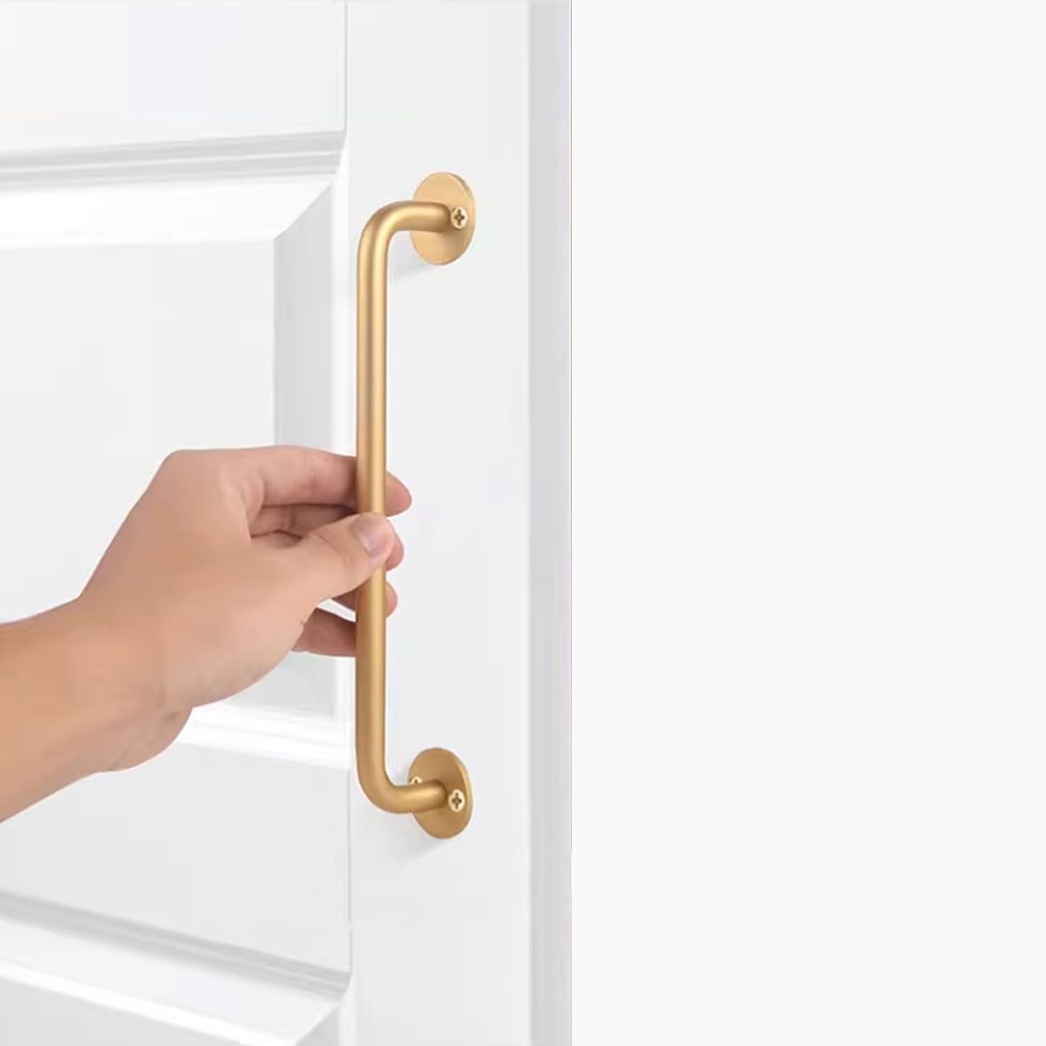 Cabinet Handle,Cupboard knobs,Aluminum Alloy Handle Pull,Kitchen Handles,Bow Pulls,Bathroom Wardrobe Hardware,for Bedroom Dresser Furniture,with Screws (Hole Center:160mm(6.3in),Gold)
