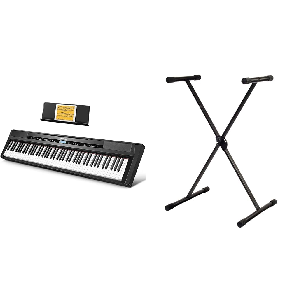Donner - DEP-20 - Piano Digital, Piano Eléctrico, Principiantes con 88 Teclas de Tamaño Y Peso & PURE GEWA GEWA F900520 - Soporte de teclado, patas perfil simple,negro