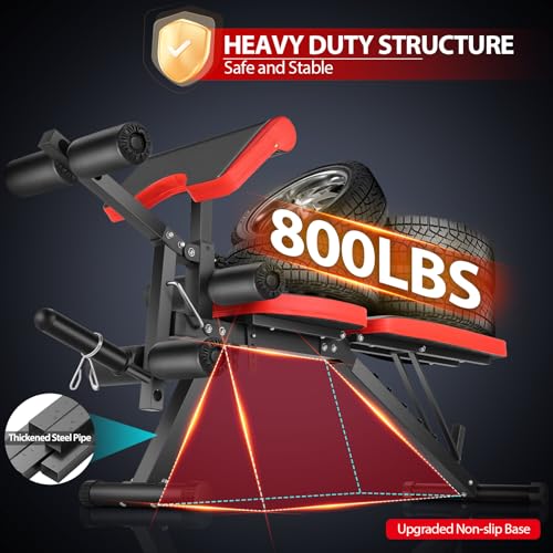 OPPSDECOR Adjustable Weight Bench with Leg Extension, Leg Curl - 800 LBS Heavy Duty Workout Bench for Home Gym - Preacher Curl, Flat, Incline, Decline Sit Up - Full Body Workout4
