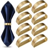 Serviettenringe, 8 Stück Elegante Serviettenringe Gold, Halbrund Design Metall Serviettenring für Hochzeiten, Weihnachten, Tischdekoration