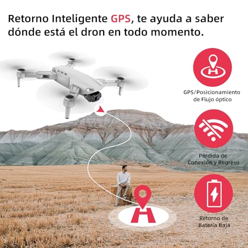 Image of AXNEN Professional GPS Drone with Dual 4K Camera, EIS, Brushless Motors, 3 Batteries, WiFi, Trajectory Flight, Adults
