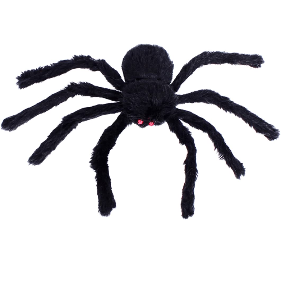 Ameble 1PC Halloween Scary Giant Spider Large Black Hairy Spider Creepy Props For Halloween Outdoor Decor Yard Decorations(30CM Black)