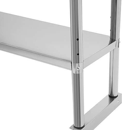 Miniatura 4 de Rosyouth Estantería de acero inoxidable de 2 niveles, almacenamiento de estante ajustable, estante de almacenamiento de metal resistente de acero