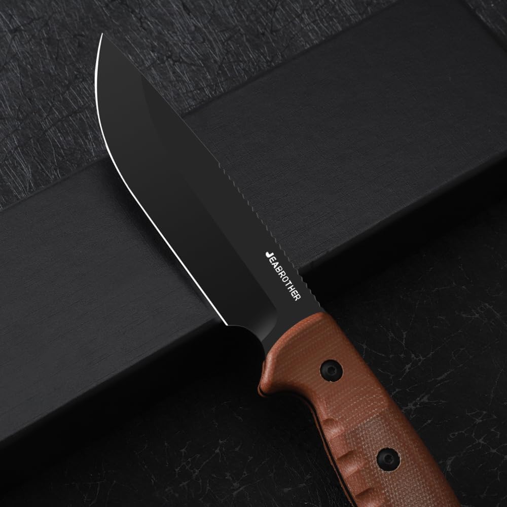 fixed blade knife with 4.92-inch 14C-28N blade Mikta handle, Kydex sheath, outdoor hunting knife for men and women (BK0230A)
