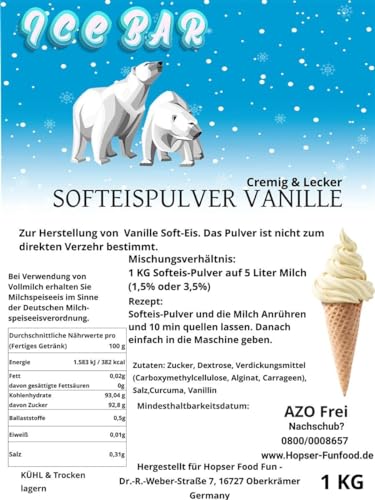 Softeis Pulver Vanille 1 Kg Ice Bär Cremig und Lecker 1:5 für 6 Kg Eis – Bild 3