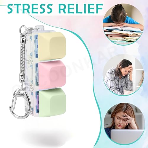 Image of 2 Pcs Keyboard Fidget Toy for Adults Fidget Keyboard Clicker Toys with LED Lights Keyboard Clicker Fidget Toy Stress Relief (3 in 1 Lighting)