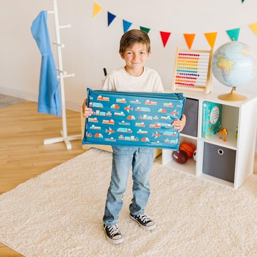 Image of Wildkin Kids Vinyl Nap Mat for Boys - Foldable Toddler Sleep Mat for Daycare, Preschool, Kindergarten & Travel, Durable & Easy to Clean, Ages 3-7, Machine Washable