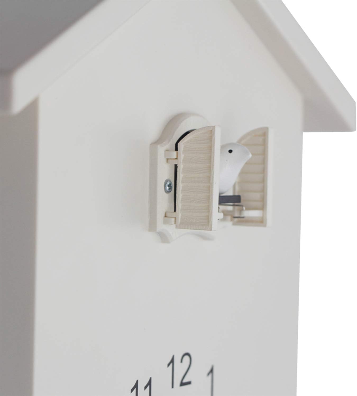 WALPLUS White Cuckoo Clock - White Window Home DIY Decoration Office Accessories Minimalist Design Bedroom Decor Stylish Living Room Gift Ideas Lightweight
