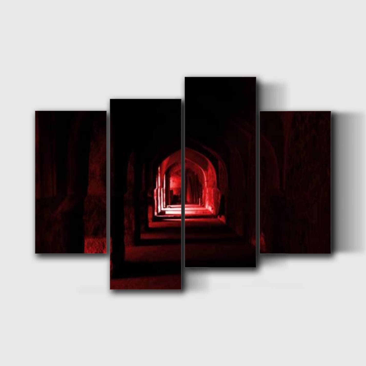 Inside of Purana Qila Delhi Canvas Wall Art Framed Artwork Prints Painting Modern Gallery Posters for Living Room Bedroom Office Home Decoration 4 piece