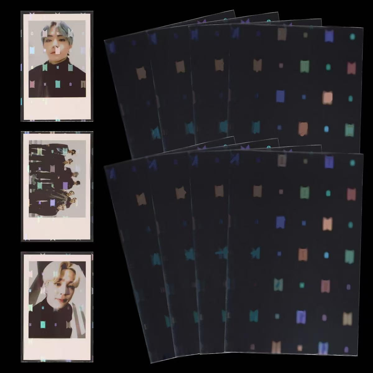 Photo 1 of 100Pcs Photocards Sleeves Holographic Clear Protector Albums Photo Cards Collection for Army Fans Gifts