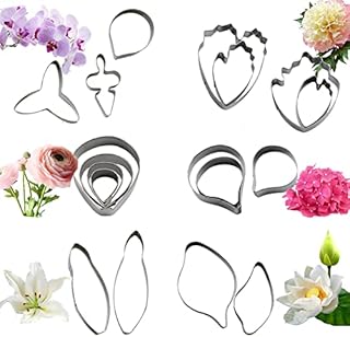 KALAIEN 6 Sets Gumpaste Flower Cutter Set Fondant Flower Cookie Cutter Sugarcraft Flower Making Tool for Wedding,Birthday Cake Decorating 18pcs