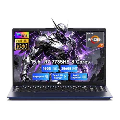 Image of NIMO Gaming Laptop, AMD Ryzen 7 7735HS (8-Core Beats i7-12650H), 16GB DDR5 256GB SSD, 100W PD, Radeon 680M 15.6 inch FHD Backlit KB Fingerprint Computer for Business Gaming College School