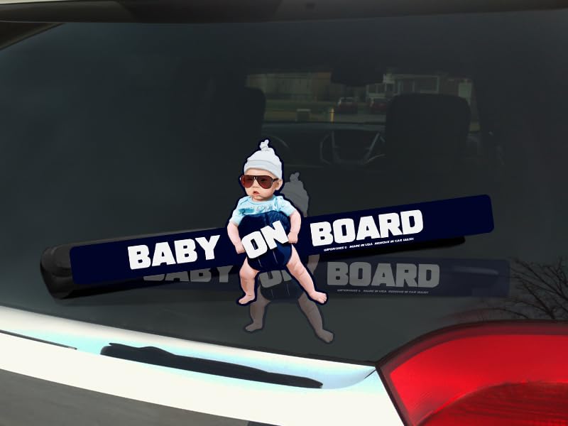 Image of WiperTags Hungover Baby on Board with Sunglasses Attach to Rear Wipers. Made in USA.