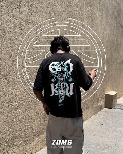 Image of ZAMS Dragon Ball Z Oversized Tee: Premium Cotton, Half Sleeves, Round Neck | Unisex Design for Men and Women - Authentic DBZ Theme