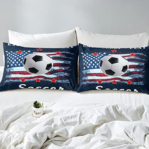 Housse de couette football américain lit double parure de lit sport enfant bleu - 6