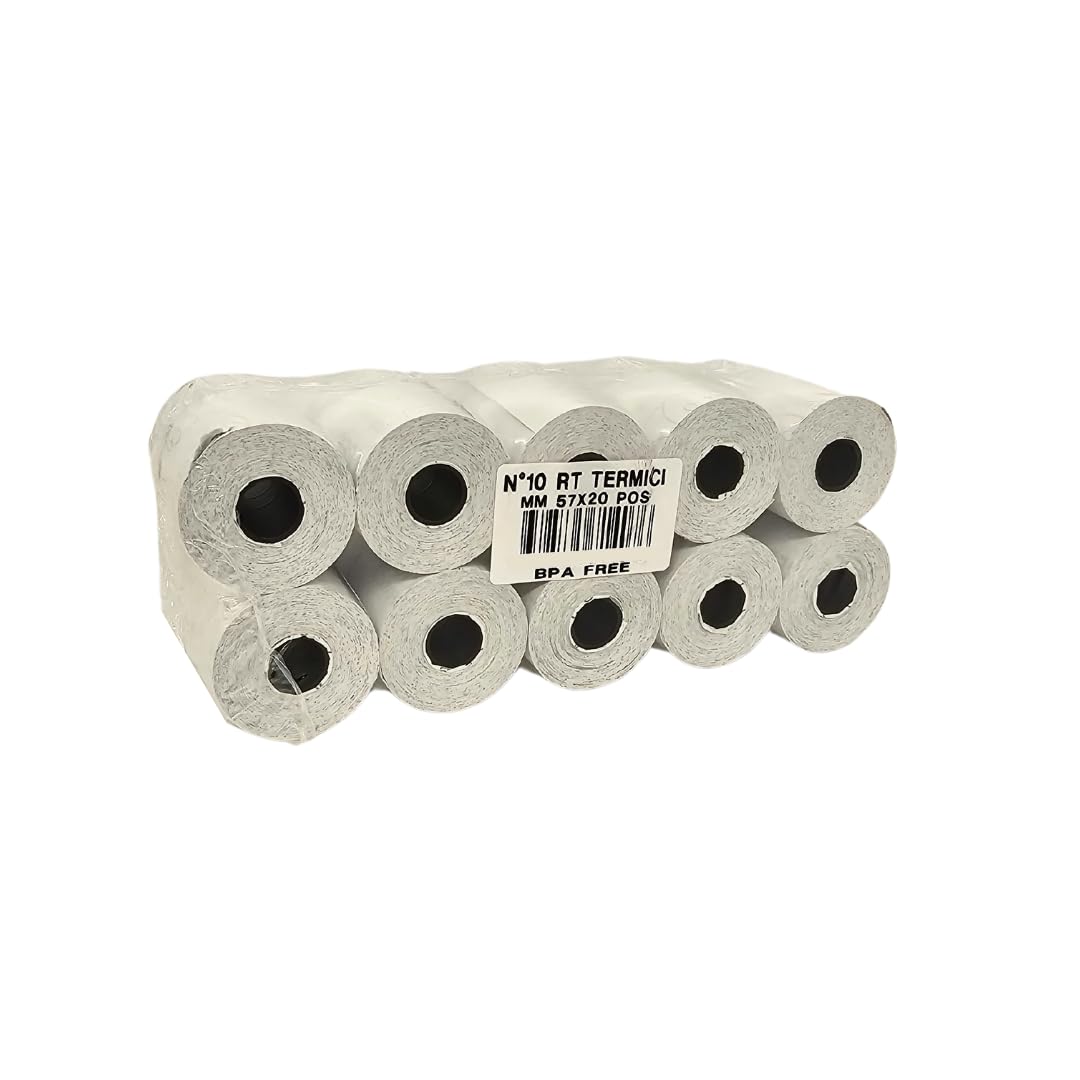 RFD 100 Rotoli POS 57x20 Carta Termica Alta Qualità - Rotolini POS Omologati Compatibili con Nexi, SumUp e Registratori di Cassa - Carta per POS Senza BPA, Certificati FSC