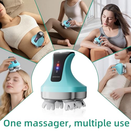 TJXVX Electric Head Massager, Cordless Portable Body Massage for Deep Relaxation,108 Kneading Nodes Soft Silicone Massage Claws, Waterproof Scalp Cleaning, 4 Modes, Gift for Men Women, Blue