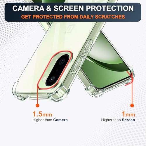 Image of CEDO Cover for OnePlus 15R (5G) | Camera Protection Shockproof Bumper-Edge | 360 Degree Protection Acrylic Crystal Clear TPU+PC | Transparent Back Case Backcover (Transparent)