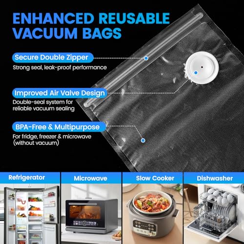 Image of Vacuum Sealer for Food with Visible Tank, Handheld Vacuum Sealer Machine with 30 Reusable Bags for 5X Longer Freshness, Wireless & Portable, White