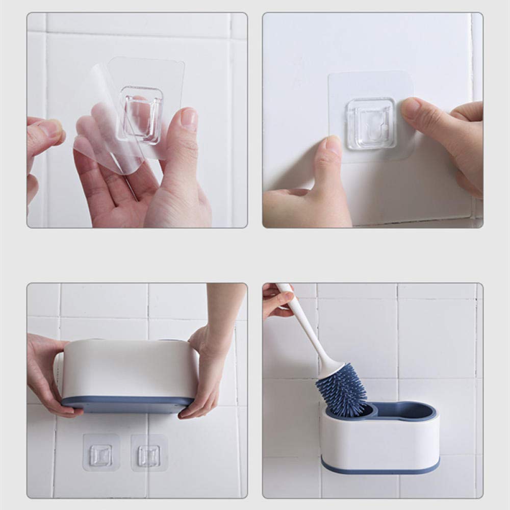 Kit de Cepillo Limpiador Tet, Cepillo y Soporte de Limpieza de Silicona de Secado rápido, para baño Tet, Floo (B_Azul)