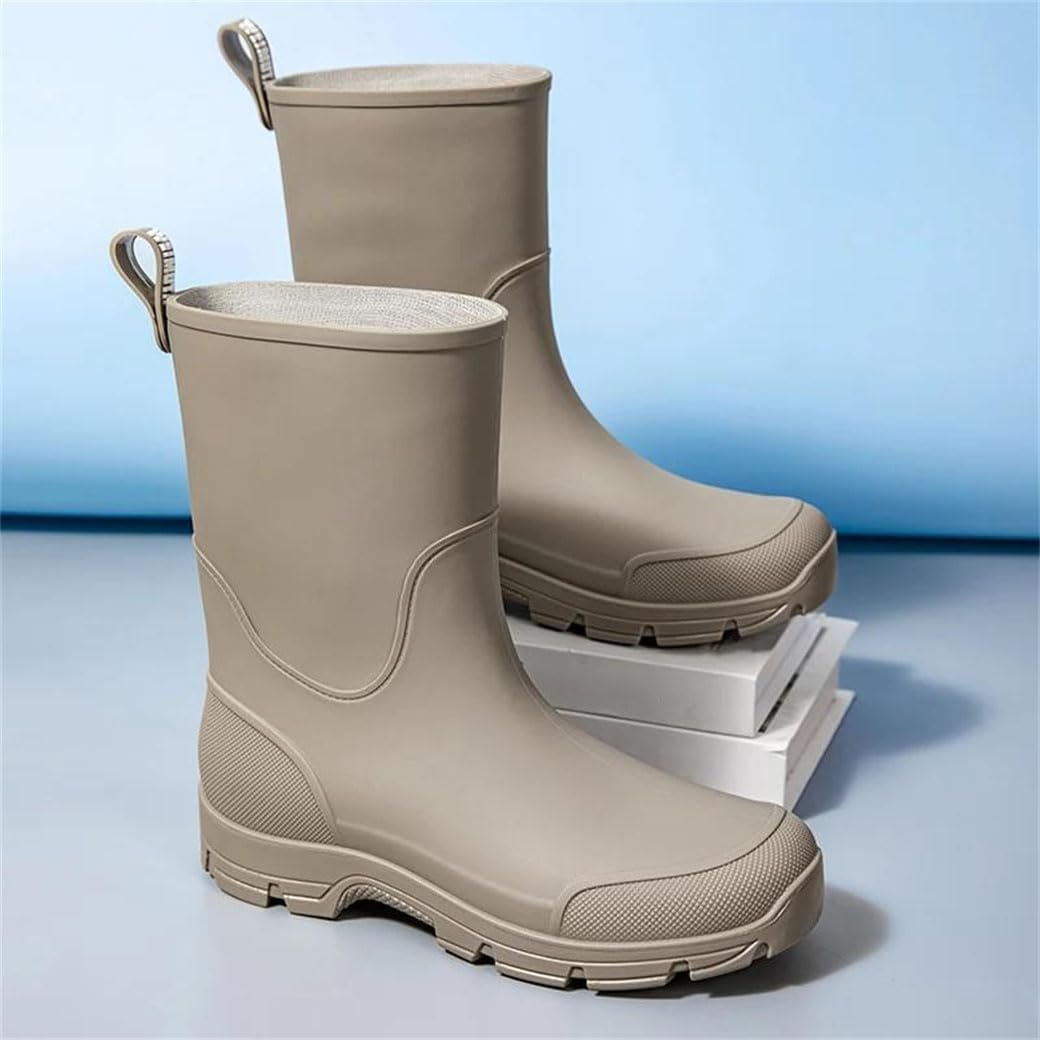 Women's Waterproof Mid Calf Rain Boots Fashion Slip Resistant Thick Sole For Outdoor Wear With Wide Calf Fit