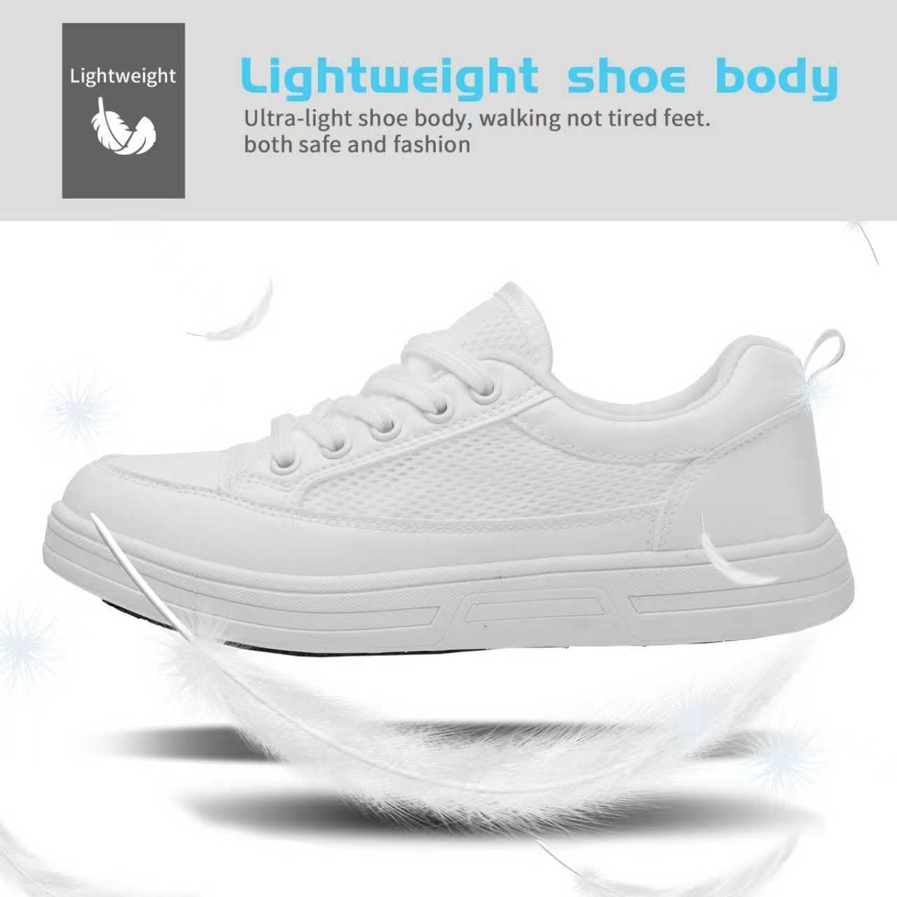 Women's White Non Slip Work Shoes, White Food Service Slip Resistant Work Shoes, White Women's Nursing Shoes. - Image 5