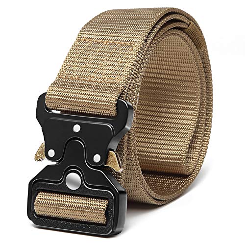 GAIVP Tactical Belts for Men Military Style Nylon Belt with Quick-Release Buckle(Khaki)